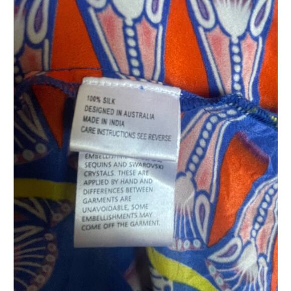 Camilla 100% Silk Swarovski Beaded V-Neck Bright Print Maxi Dress Size Medium/Lg - Picture 9 of 11